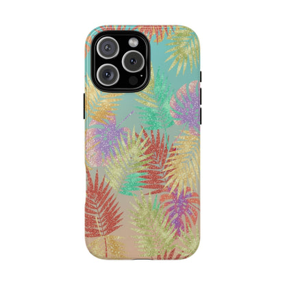 Tropical Palm Leaf Tough Phone Case – Colorful Pastel Botanical Protection