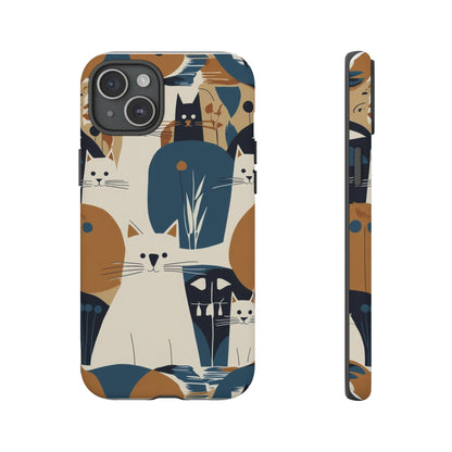 Cat Pattern Phone Case – Retro Abstract Cats Protective iPhone Cover