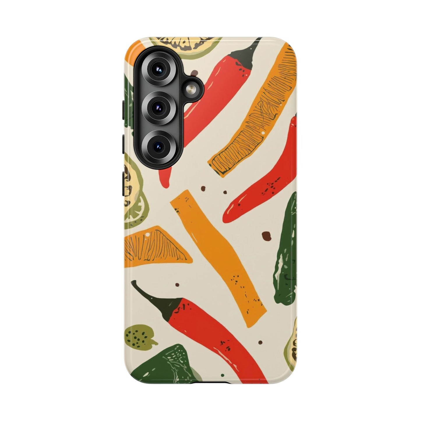 Spicy Peppers Phone Case – Colorful Chili, Lime & Citrus Pattern