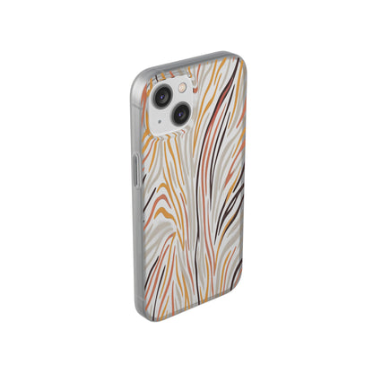 Marbled Neutral Stripe Phone Case — Abstract Beige & Terracotta Flexi Case