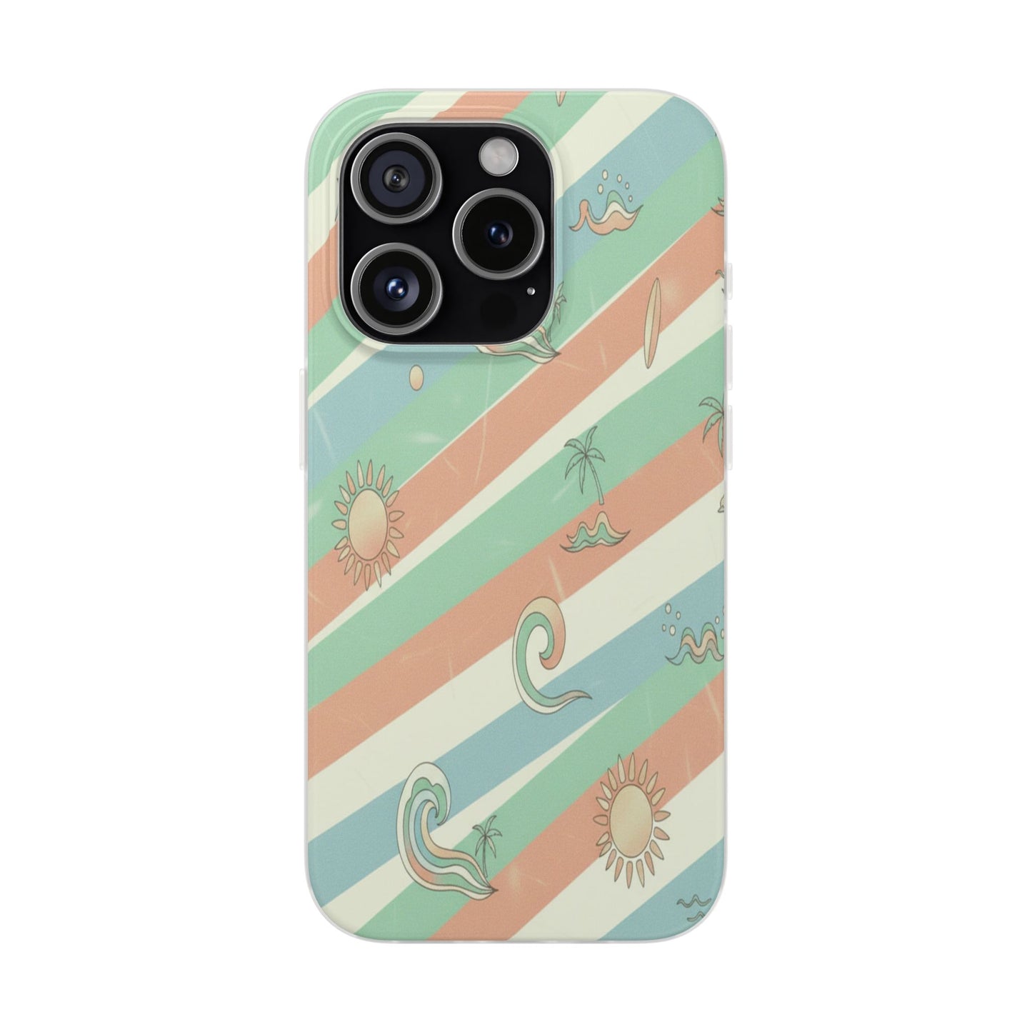 Beach Vibes Phone Case — Retro Pastel Surf & Palm Protective Flexi Case