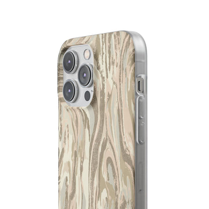 Neutral Marble Swirl Flexi Phone Case — Beige Abstract Protective Cover