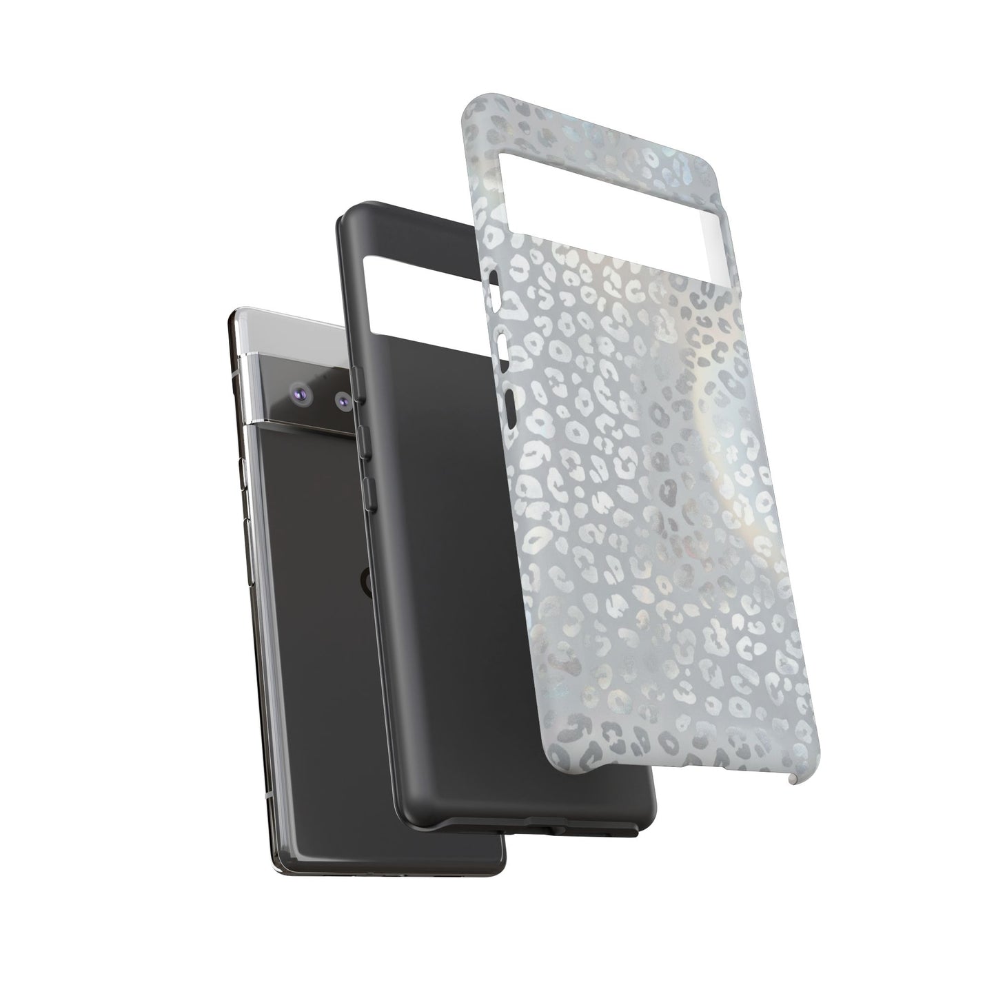 Grey Leopard Print Tough Phone Case — Durable Protective iPhone Cover