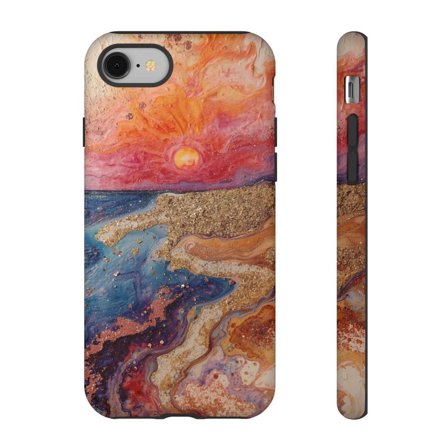 Sunset Coast Phone Case — Colorful Abstract Beach Art Tough Case