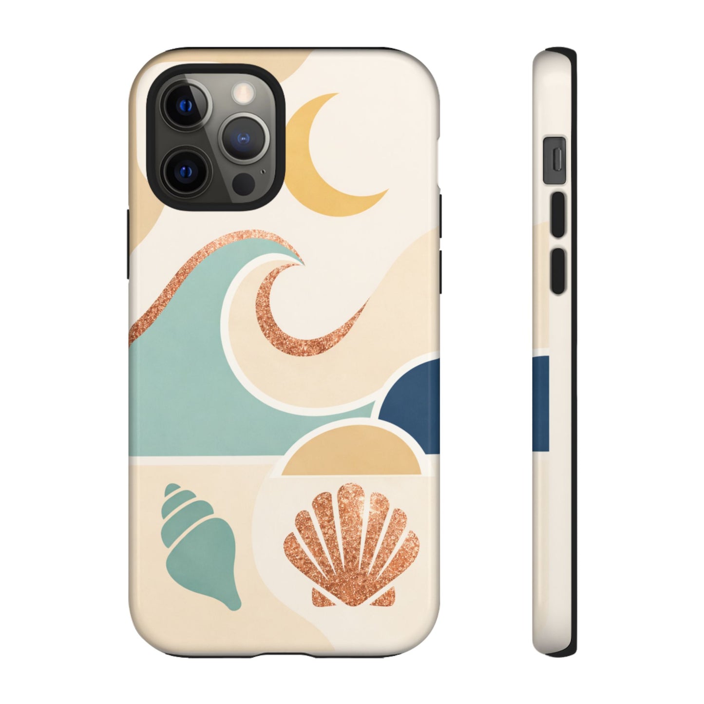 Sea Breeze Tough Phone Case — Retro Waves & Shells Design