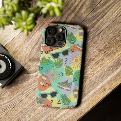 Tropical Summer Phone Case — Retro Sunglasses, Sneakers & Palm Pattern