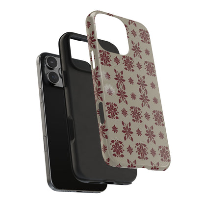Tough Phone Case — Vintage Red Floral Pattern Protective Cover
