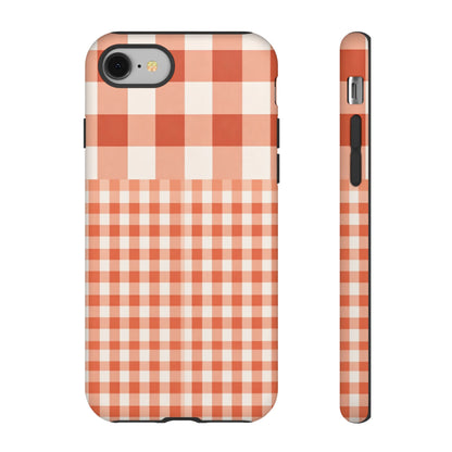 Buffalo Check Tough Phone Case — Orange Gingham Protective Cover