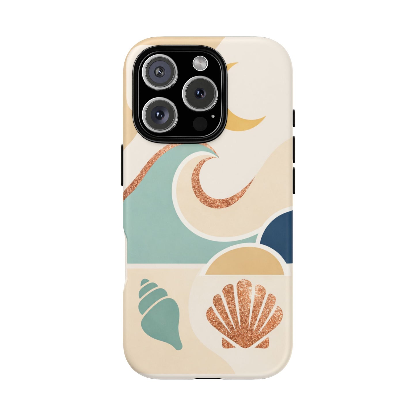 Sea Breeze Tough Phone Case — Retro Waves & Shells Design