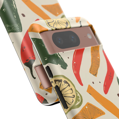 Spicy Peppers Phone Case – Colorful Chili, Lime & Citrus Pattern