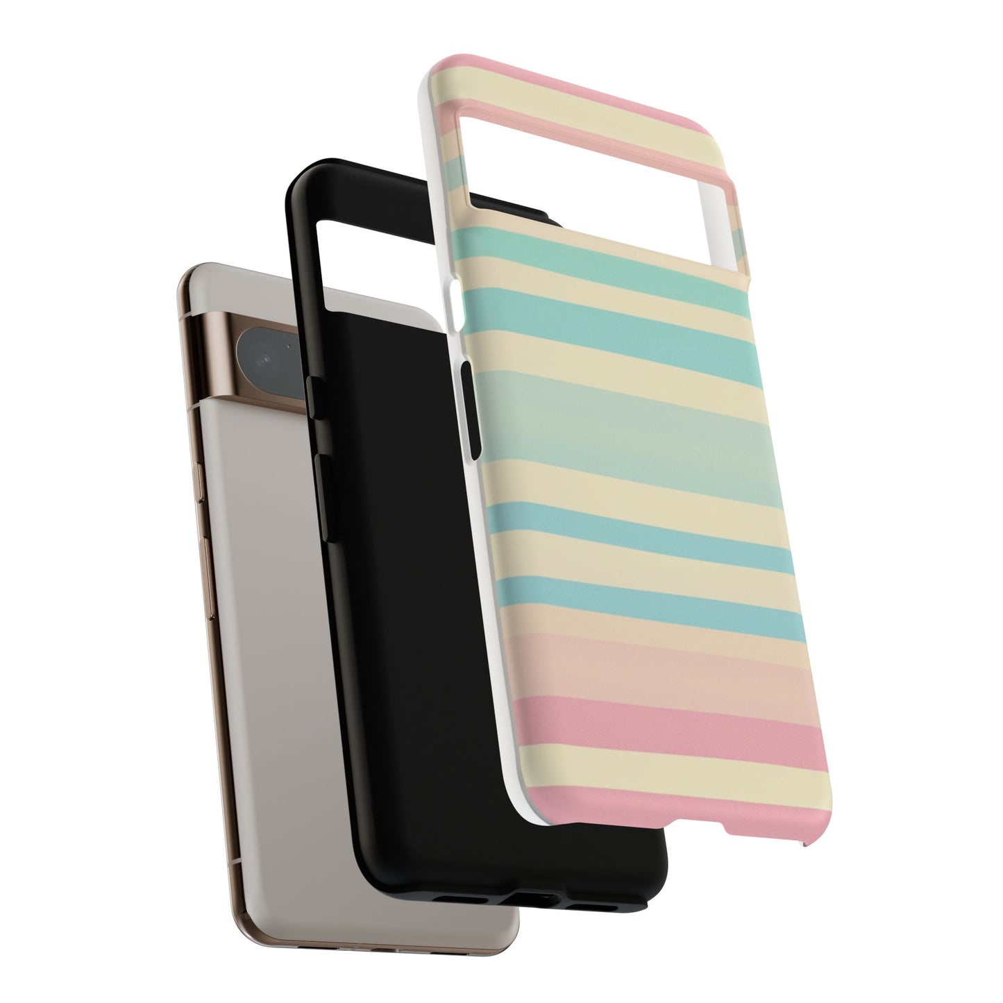 Pastel Striped Tough Phone Case – Protective Retro Rainbow Design
