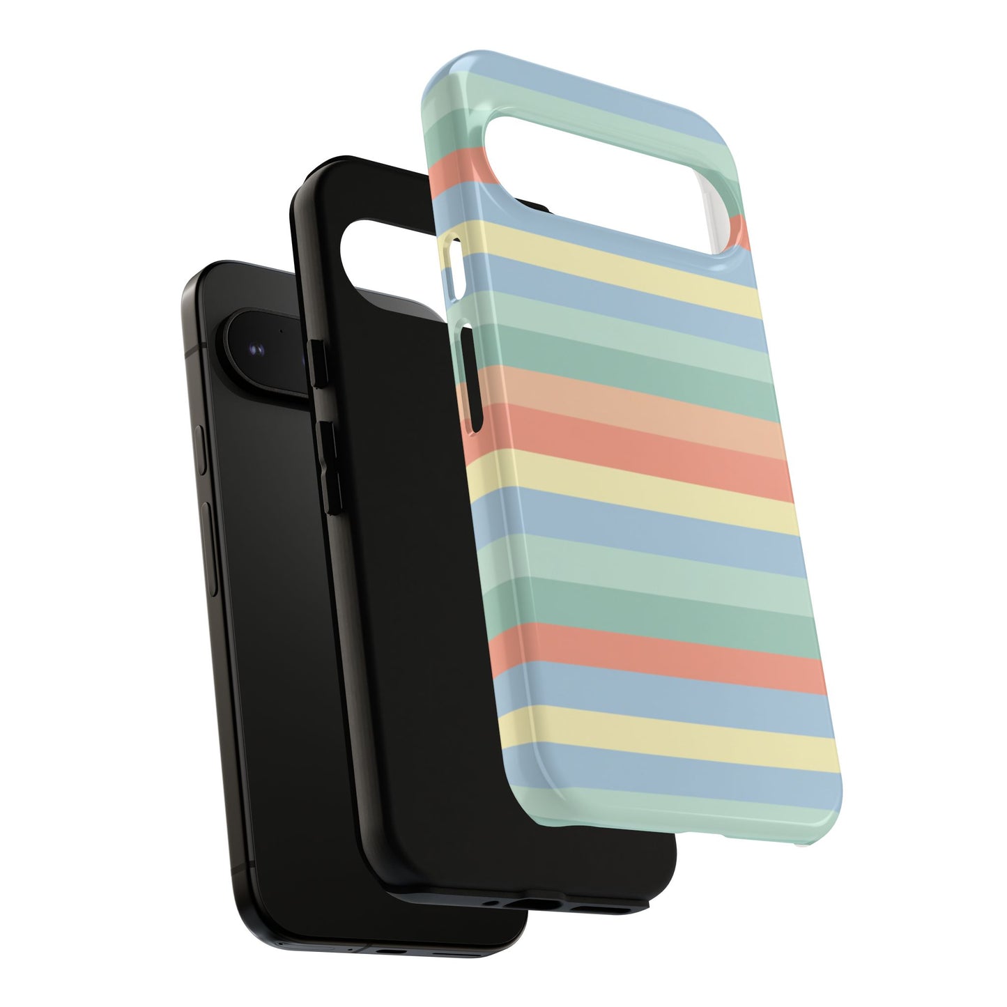 Pastel Striped Phone Case — Retro Horizontal Multi-Color Tough Case