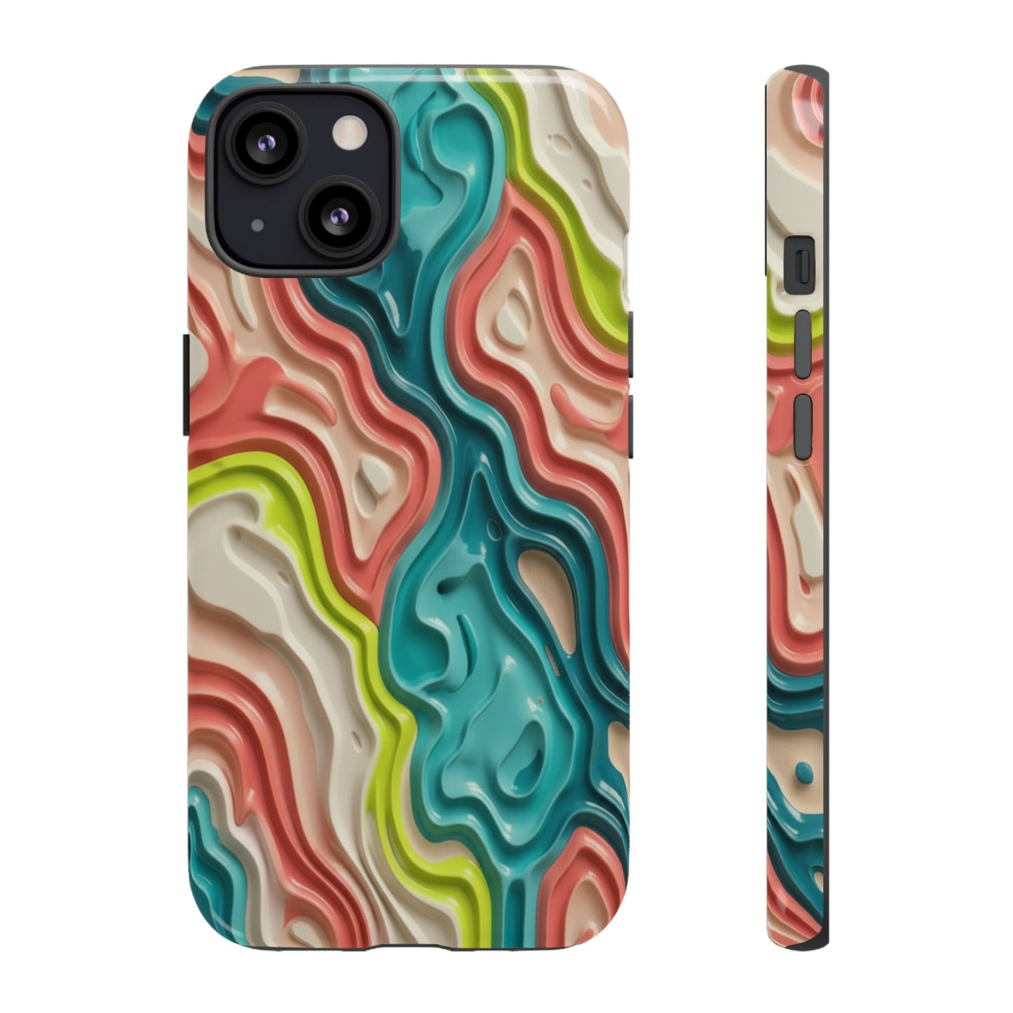 Abstract Contour Phone Case — Colorful Topographic Pattern Tough Case