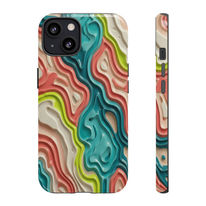 Abstract Contour Phone Case — Colorful Topographic Pattern Tough Case