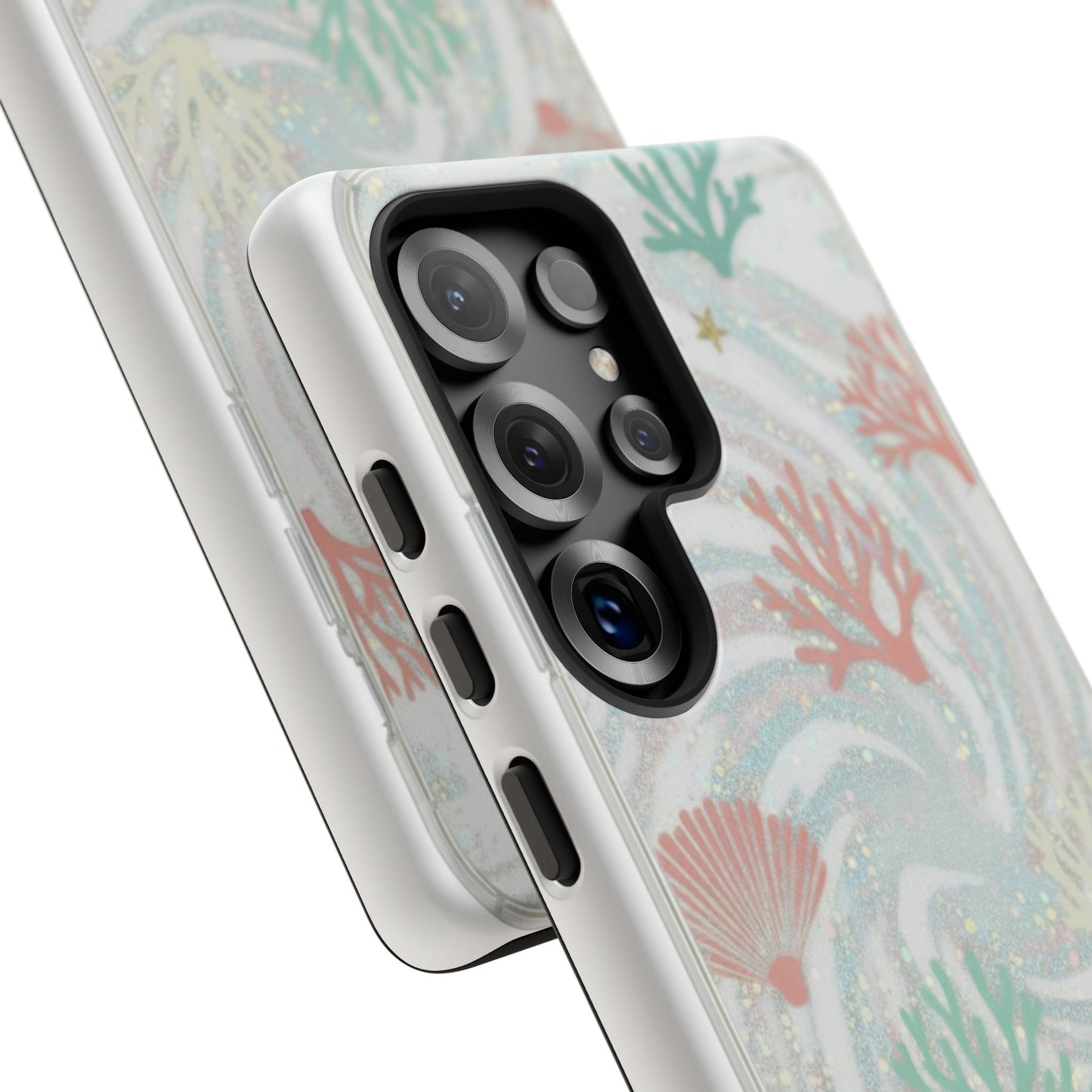 Seafoam Coral Tough Phone Case - Pastel Ocean Wave Design