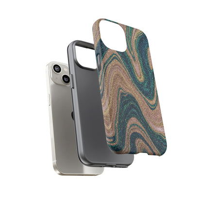 Marbled Teal & Gold Phone Case — Glitter Swirl Tough Case