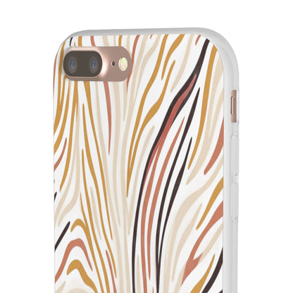 Marbled Neutral Stripe Phone Case — Abstract Beige & Terracotta Flexi Case