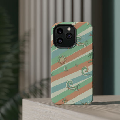Magnetic Impact-Resistant Phone Case — Retro Surf Stripes