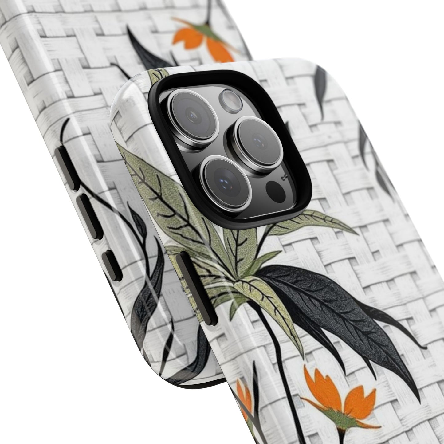 Floral Woven Tough Phone Case — Protective Botanical iPhone Cover