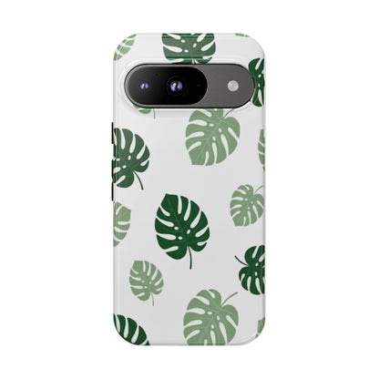 Monstera Leaf Tough Phone Case – Tropical Green Palm Pattern Protective Cover
