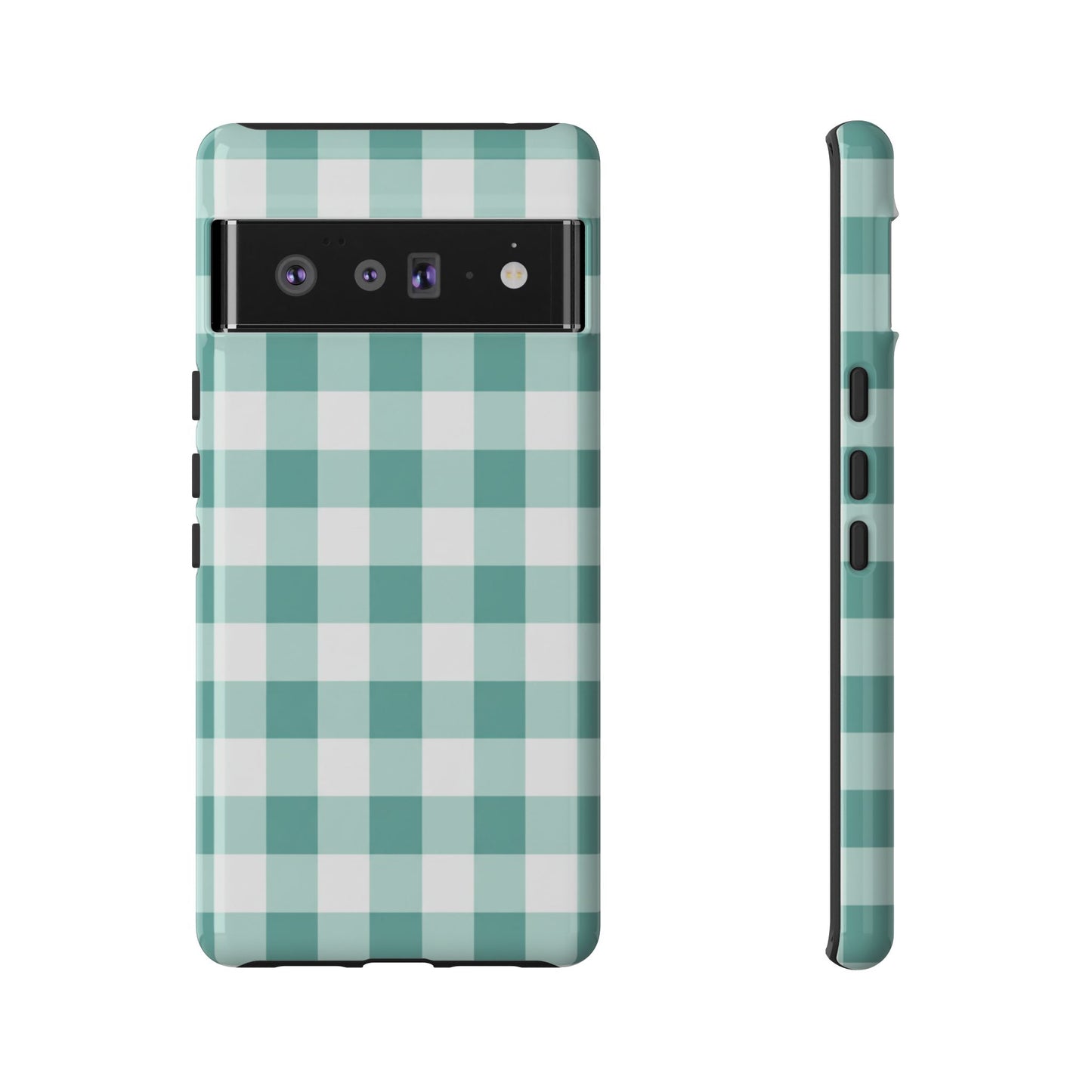 Mint Green Buffalo Check Tough Phone Case — Durable Plaid Protective Cover