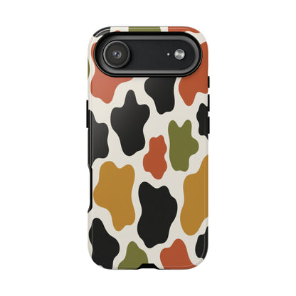 Camouflage Pattern Tough Phone Case – Retro Olive, Rust & Mustard Protective Cover