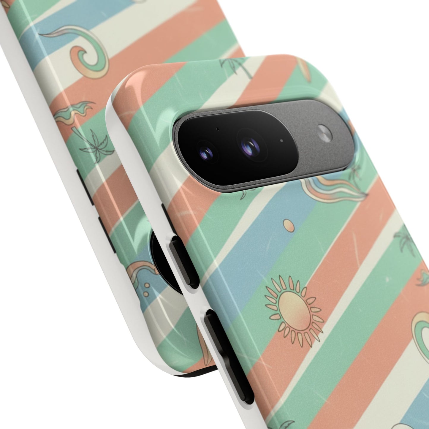Surf Stripe Tough Phone Case — Retro Beach Waves Pattern