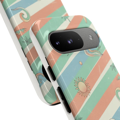 Surf Stripe Tough Phone Case — Retro Beach Waves Pattern