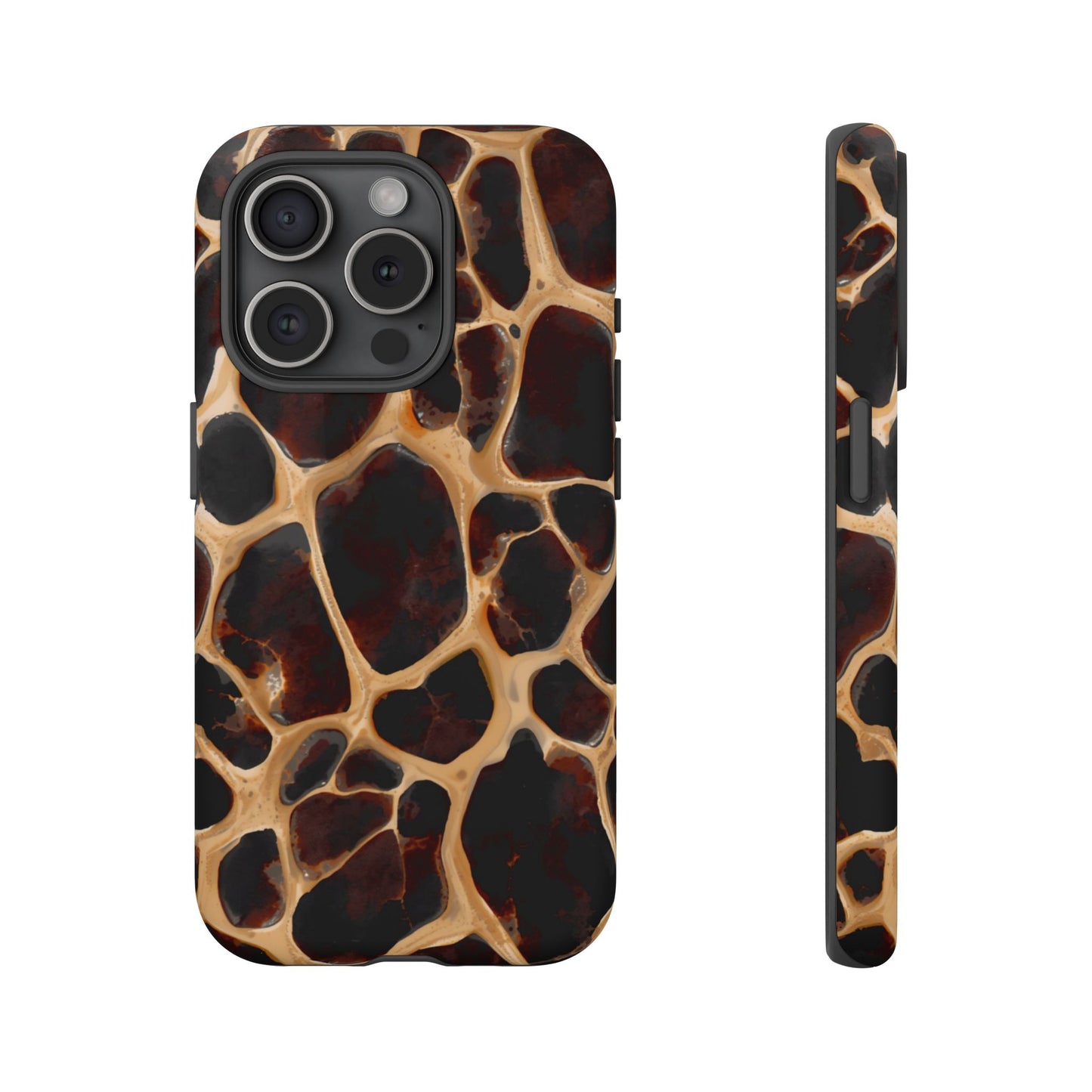 Phone Case — Brown Leather Dot Texture Rugged Protective Cover