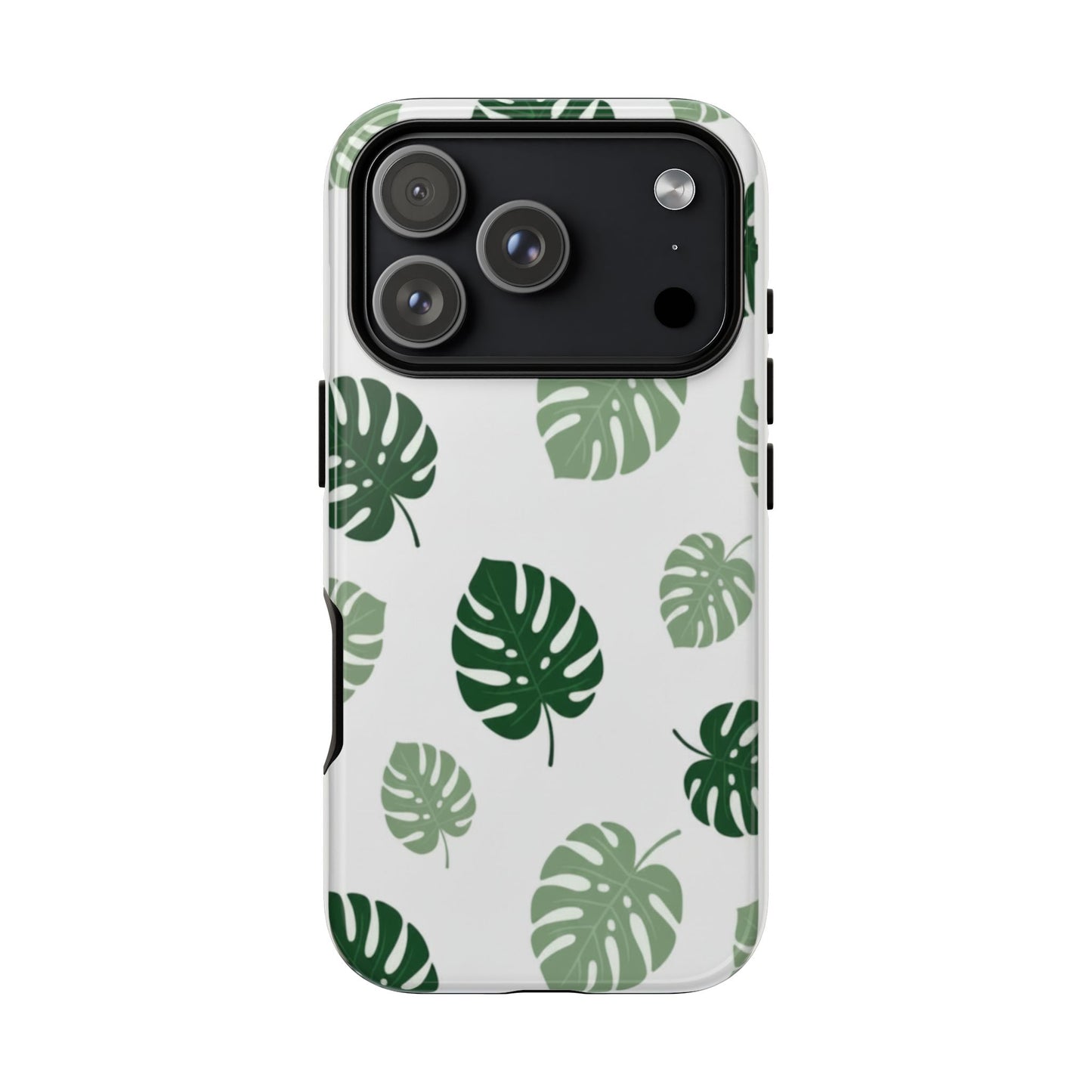 Monstera Leaf Tough Phone Case – Tropical Green Palm Pattern Protective Cover