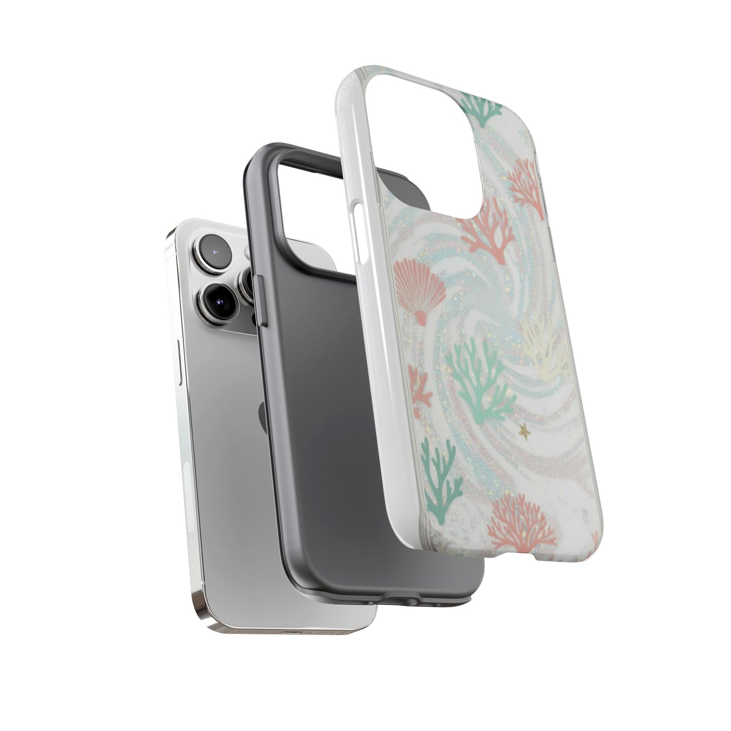 Seafoam Coral Tough Phone Case - Pastel Ocean Wave Design