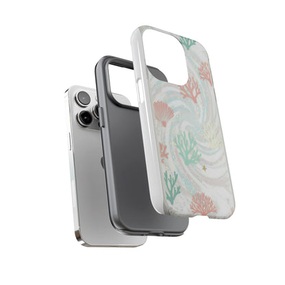 Seafoam Coral Tough Phone Case - Pastel Ocean Wave Design