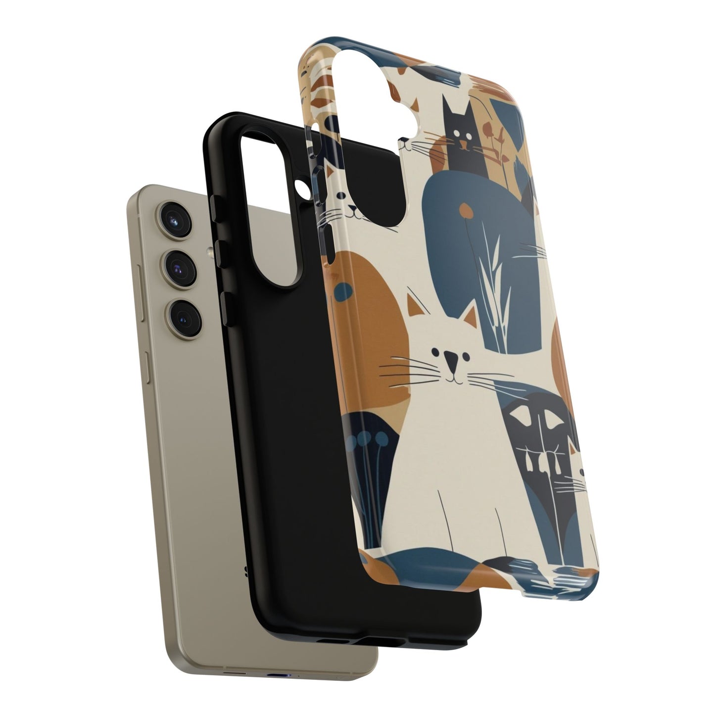 Cat Pattern Phone Case – Retro Abstract Cats Protective iPhone Cover