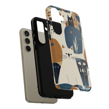 Cat Pattern Phone Case – Retro Abstract Cats Protective iPhone Cover