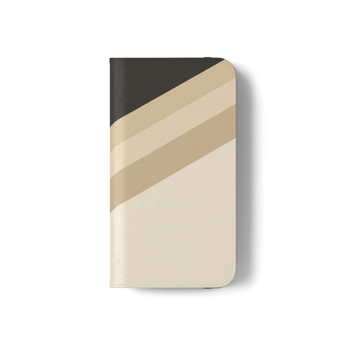 Retro Neutral Stripe Flip Phone Case — Wallet Folio with Card Slots