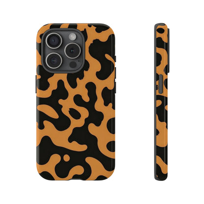 Leopard Print Phone Case — Orange & Black Tough Pattern Protective Cover
