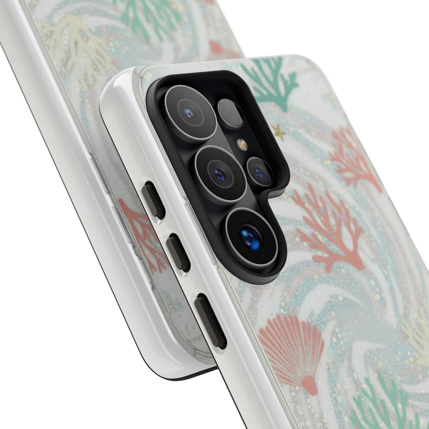 Seafoam Coral Tough Phone Case - Pastel Ocean Wave Design