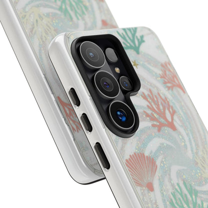 Seafoam Coral Tough Phone Case - Pastel Ocean Wave Design