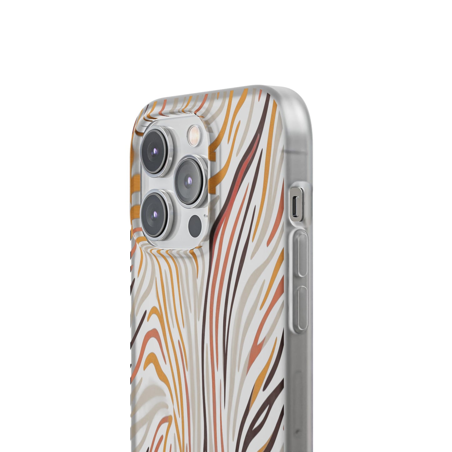Marbled Neutral Stripe Phone Case — Abstract Beige & Terracotta Flexi Case