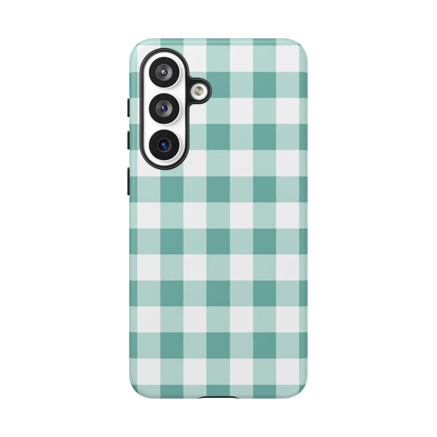 Mint Green Buffalo Check Tough Phone Case — Durable Plaid Protective Cover