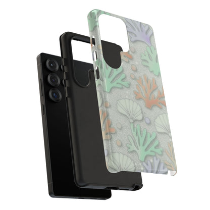 Pastel Coral Reef Tough Phone Case – Sea Shell & Coral Pattern Durable Protector