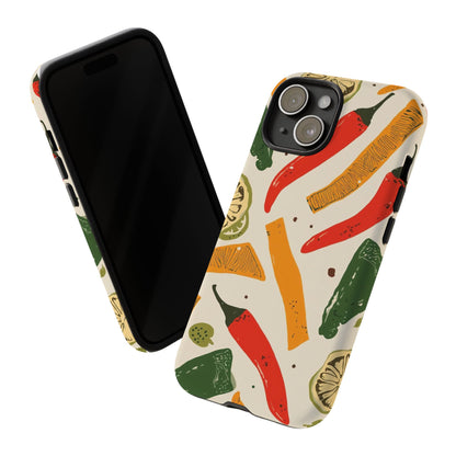 Spicy Peppers Phone Case – Colorful Chili, Lime & Citrus Pattern