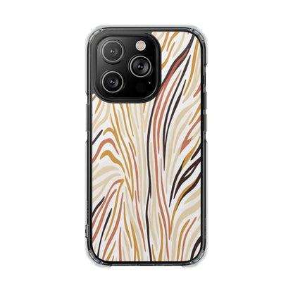 Clear Magnetic Phone Case — Neutral Abstract Marble Wave Design