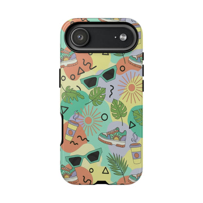 Tropical Summer Phone Case — Retro Sunglasses, Sneakers & Palm Pattern
