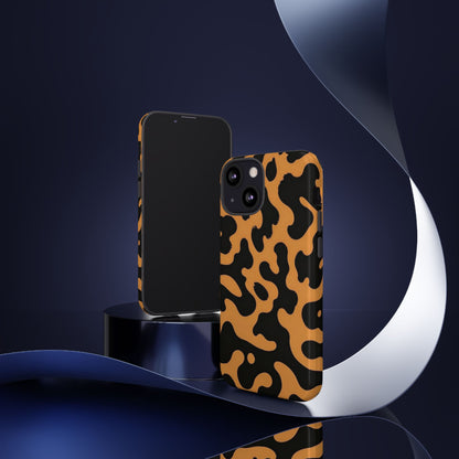 Leopard Print Phone Case — Orange & Black Tough Pattern Protective Cover