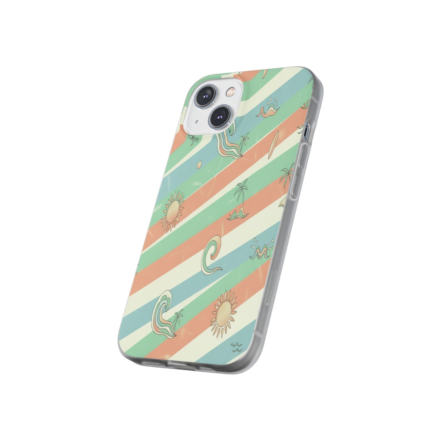 Beach Vibes Phone Case — Retro Pastel Surf & Palm Protective Flexi Case