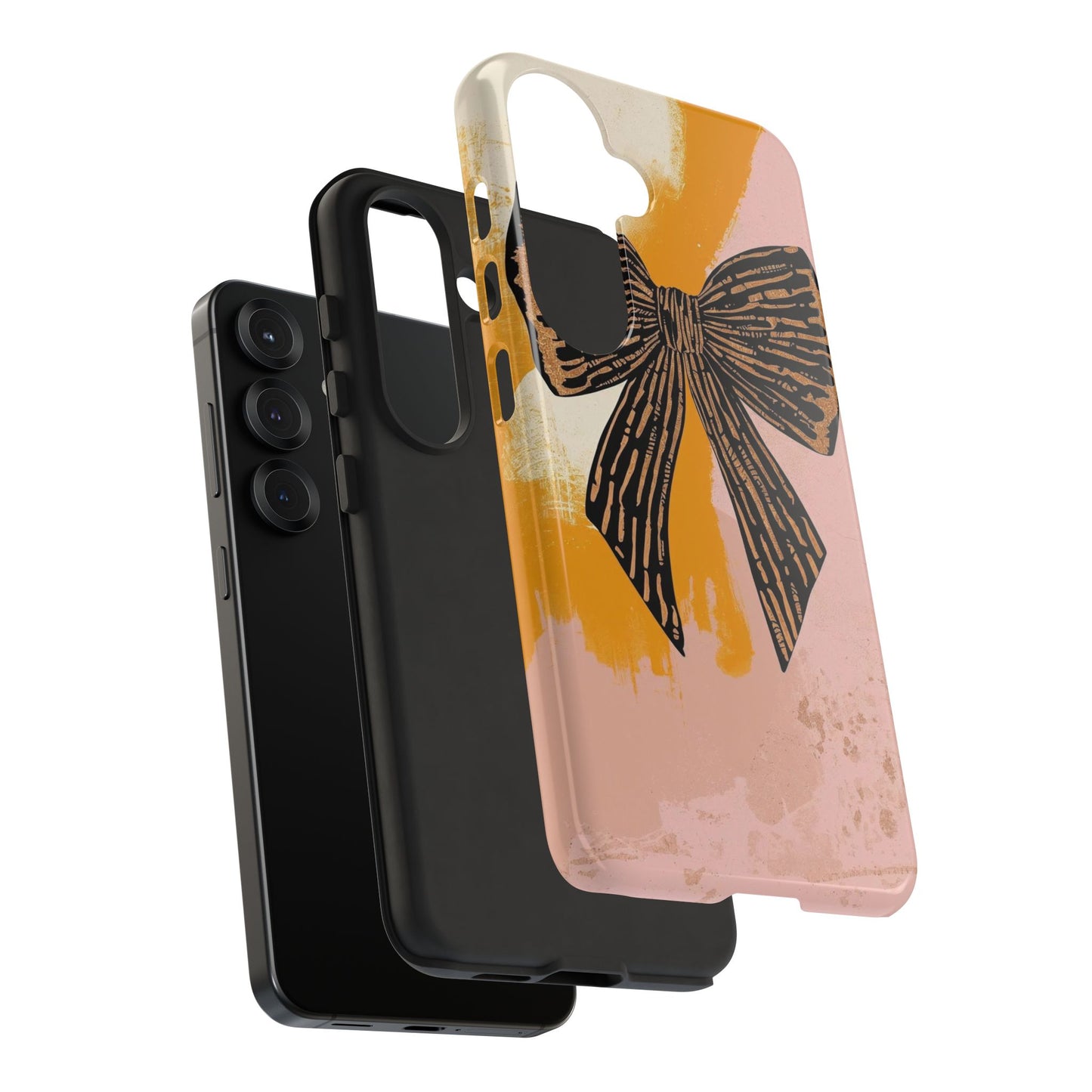 Bow Brushstroke Tough Phone Case — Pink & Mustard
