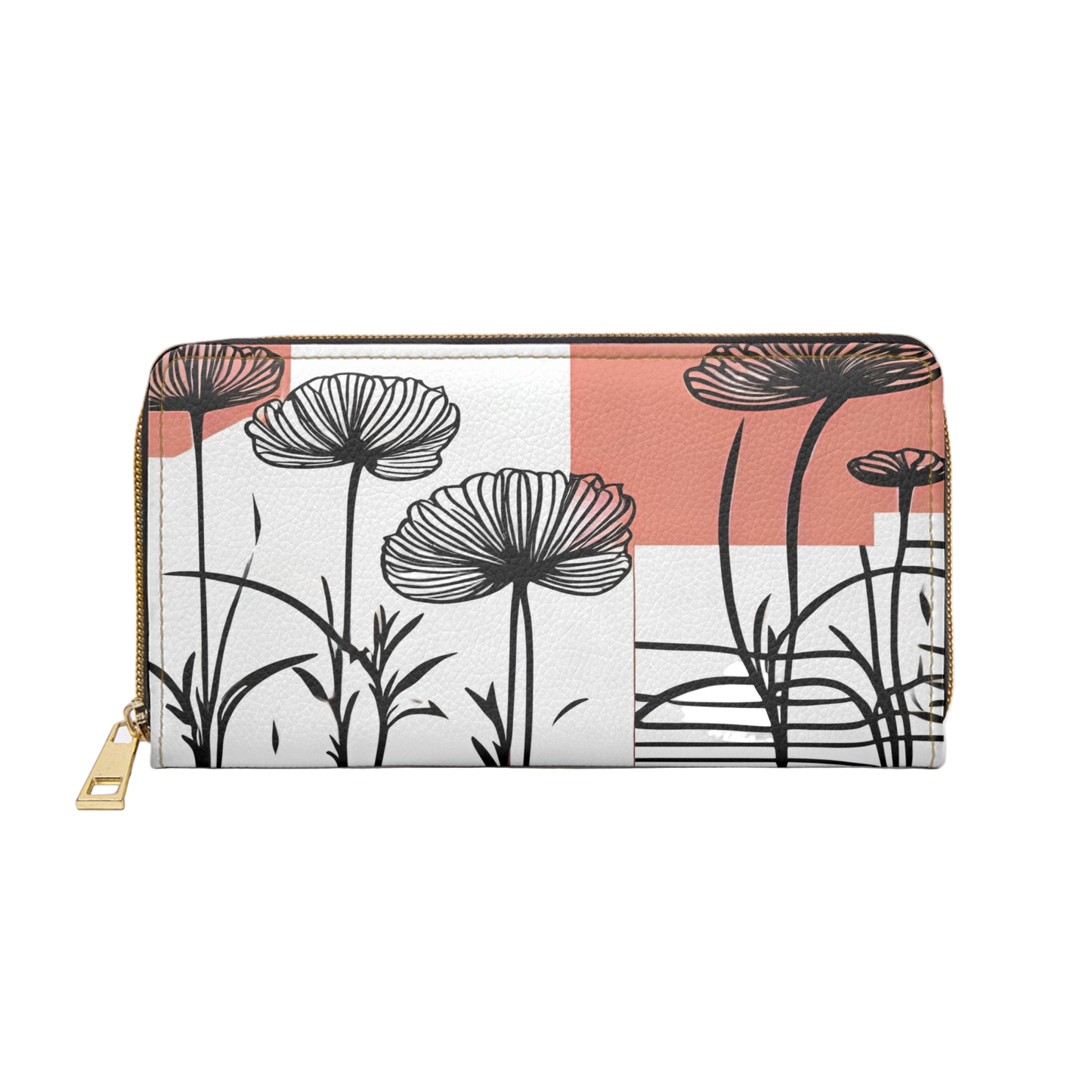 Women's Coastal Floral Wallet - Abstract Zippered Wallet