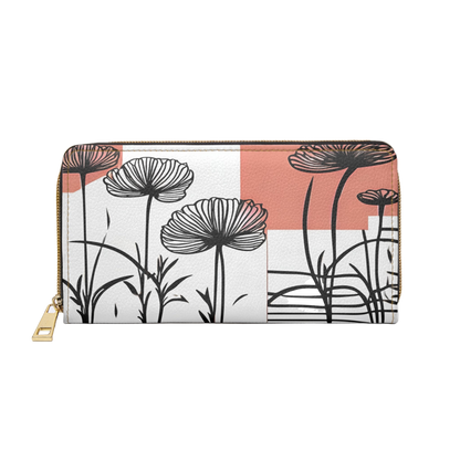 Women's Coastal Floral Wallet - Abstract Zippered Wallet