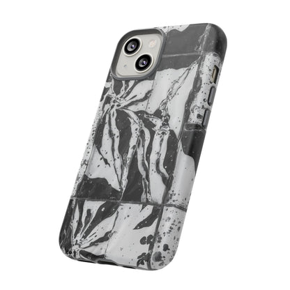 Monochrome Tile Floral Tough Phone Case